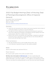 2022 City Budget Hearings [Dept. of Housing, Dept. of Planning & Development, Office of Inspector General]
