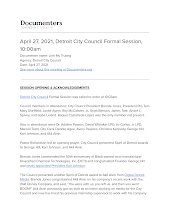 April 27, 2021, Detroit City Council Formal Session, 10:00am