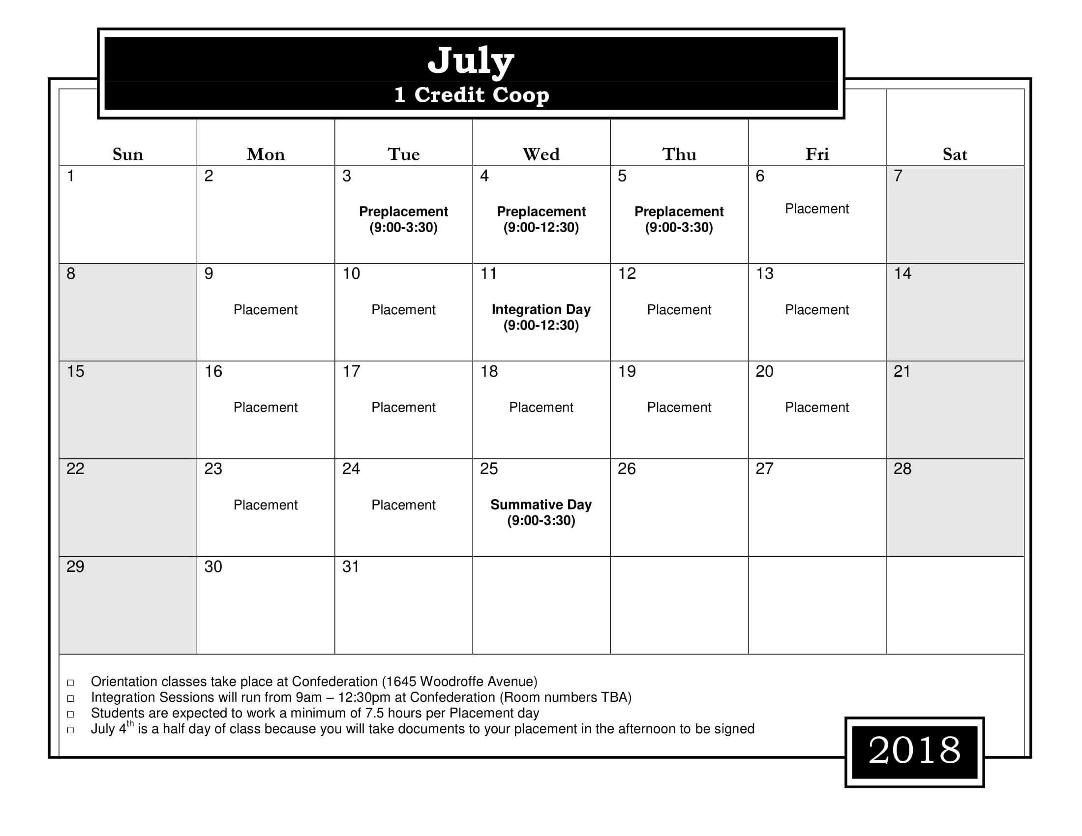 Summer School Coop Calendars (1 and 2 credit) Scroll down for the 2